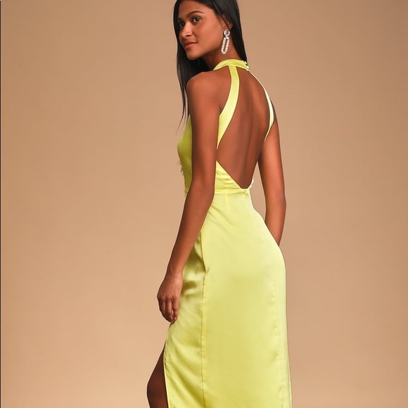 Perfectly Polished Yellow Halter Midi Dress - Picture 2 of 8